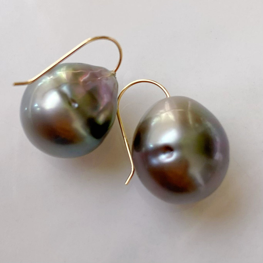 一点もの　k18 tahiti pearl  ピアス - hikari pearl.