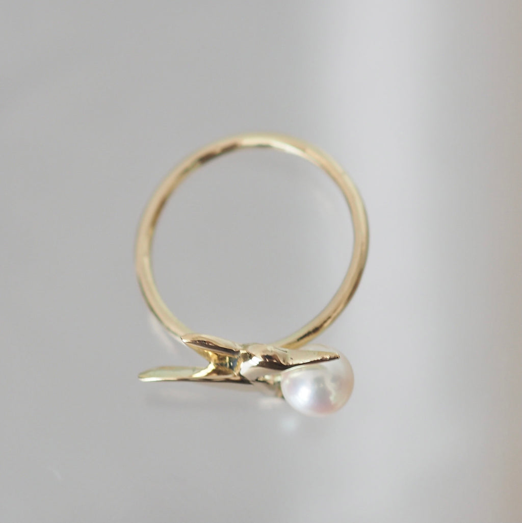 k18 Akoya  pearl hummingbird リング - hikari pearl.
