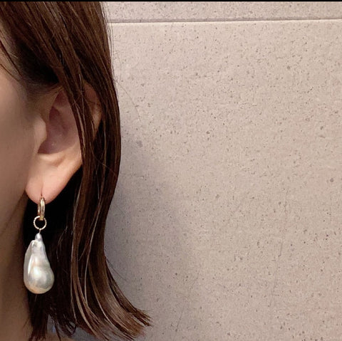 baroque oyster pearl hoop weddingピアス　イヤリング