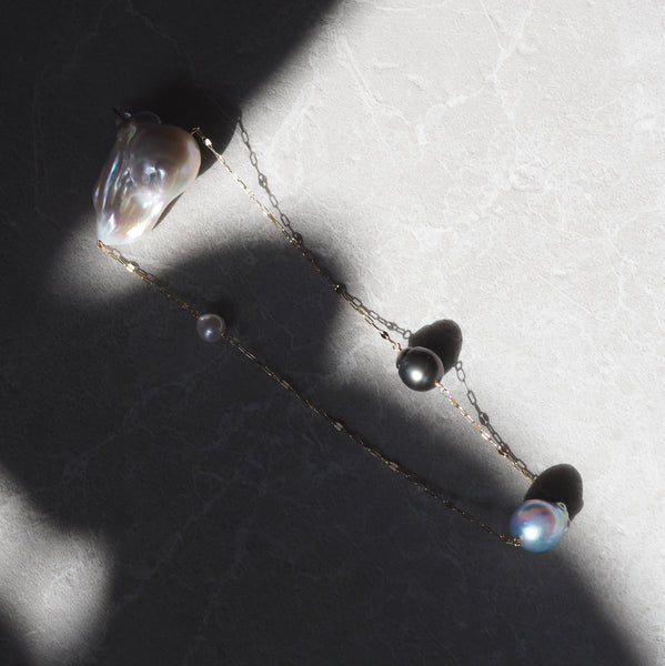 k10 Blue Akoya Tahiti  Fresh water stations long ピアス　イヤリング - hikari pearl.