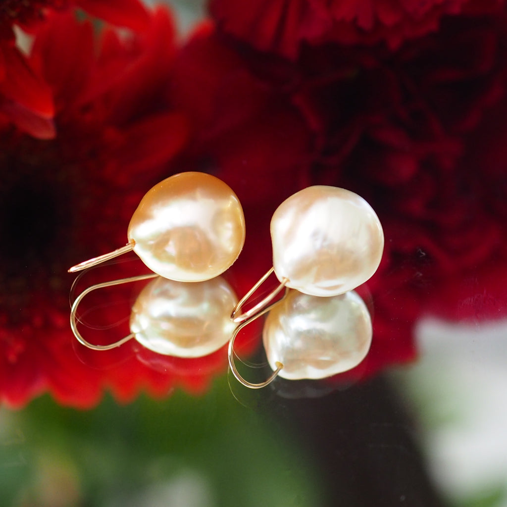 k18 South Sea pearl hook ピアス - hikari pearl.