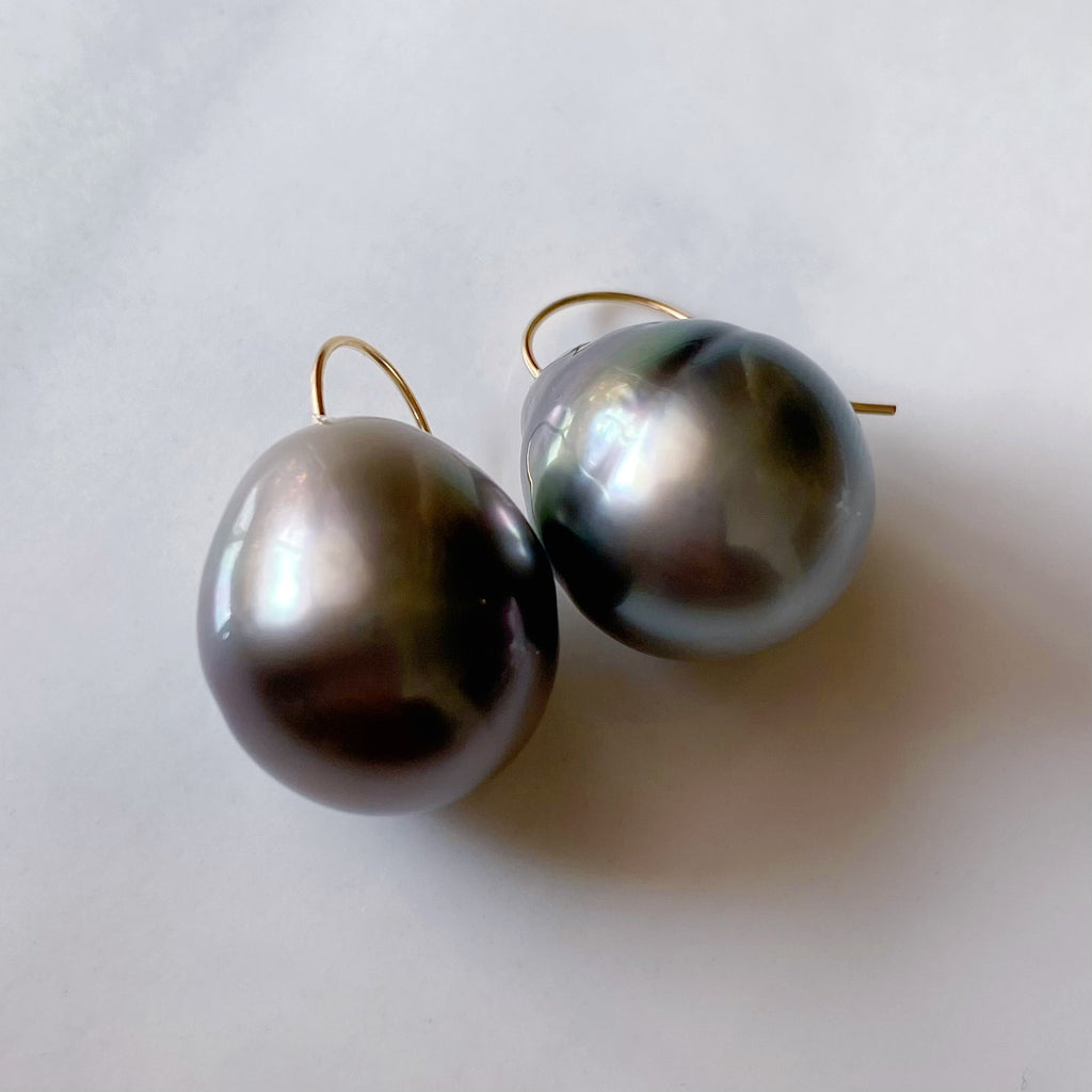 一点もの　k18 tahiti pearl  ピアス - hikari pearl.