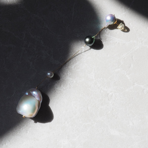k10 Blue Akoya Tahiti  Fresh water stations long ピアス　イヤリング - hikari pearl.