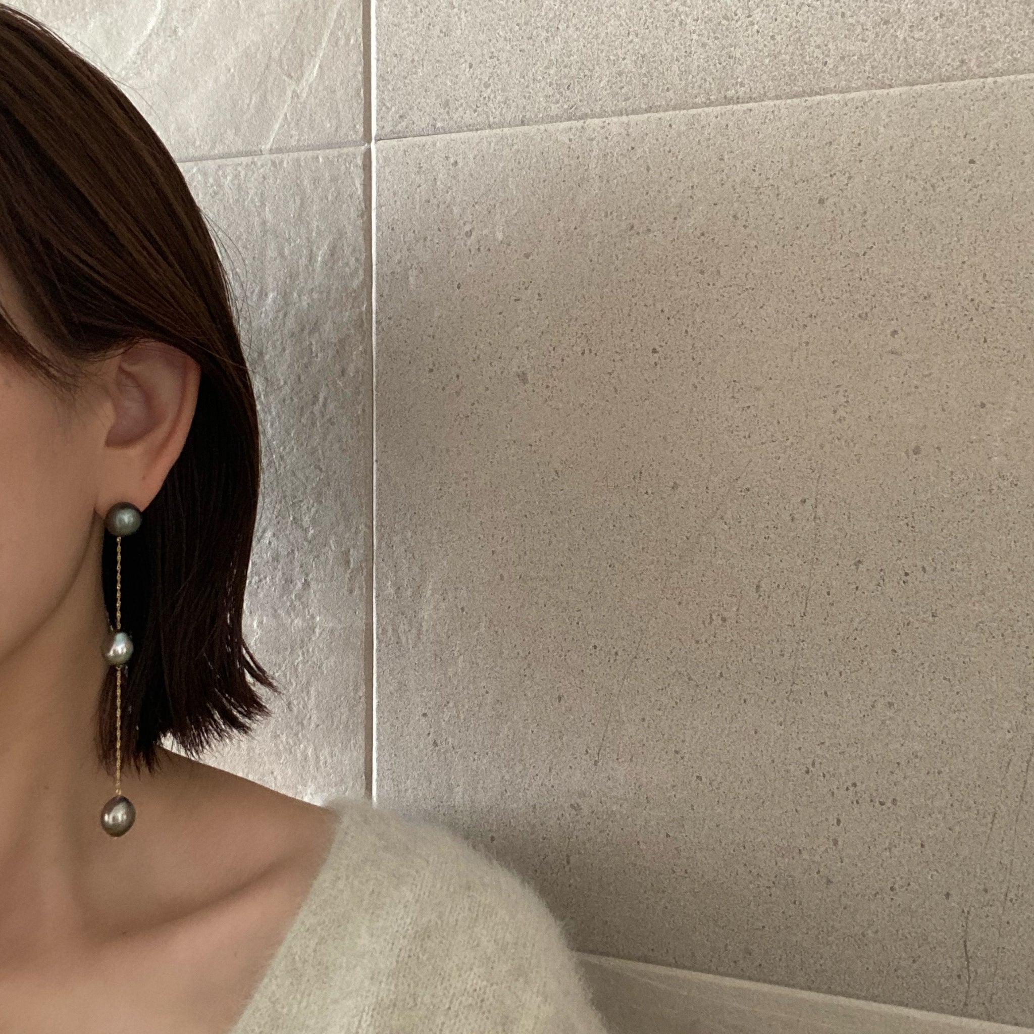 k18 3 stations Tahiti  long ピアス - hikari pearl.