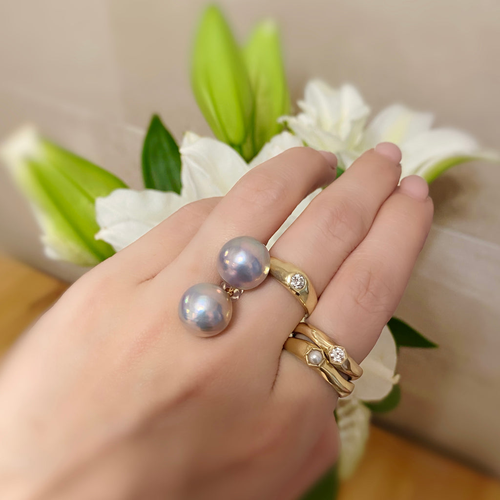 一点ものmabe pearl aurora  nudeピアス - hikari pearl.