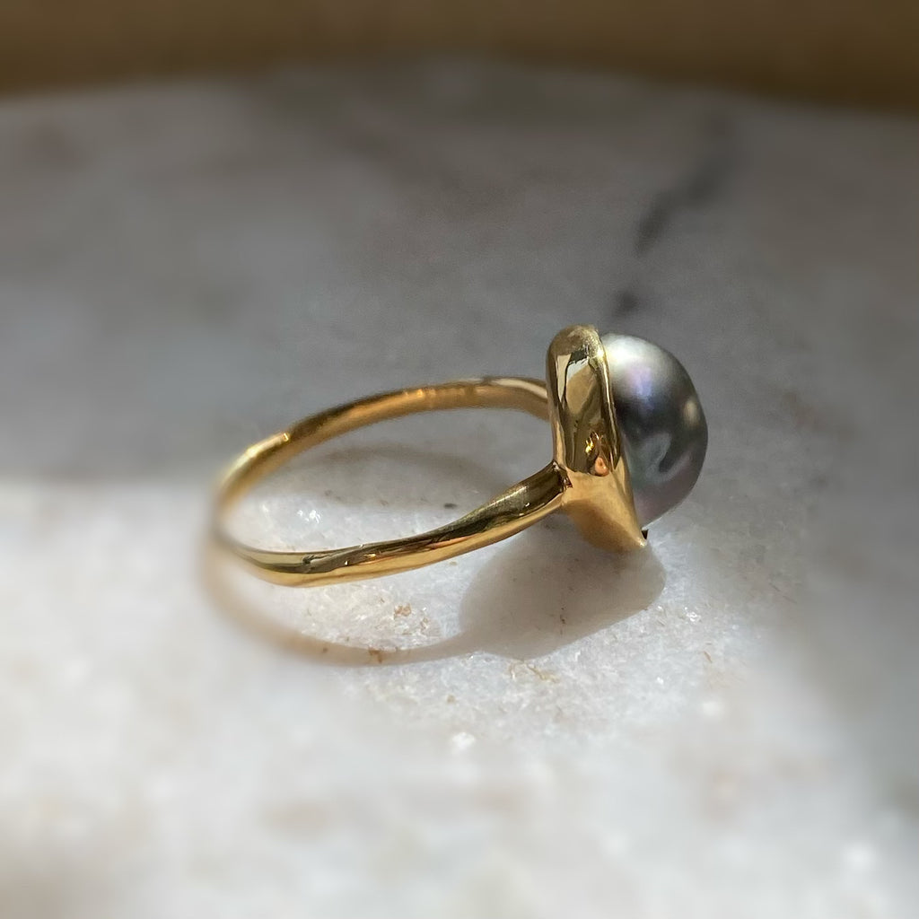 一点もの　tahiti  keshi ring No.7 - hikari pearl.