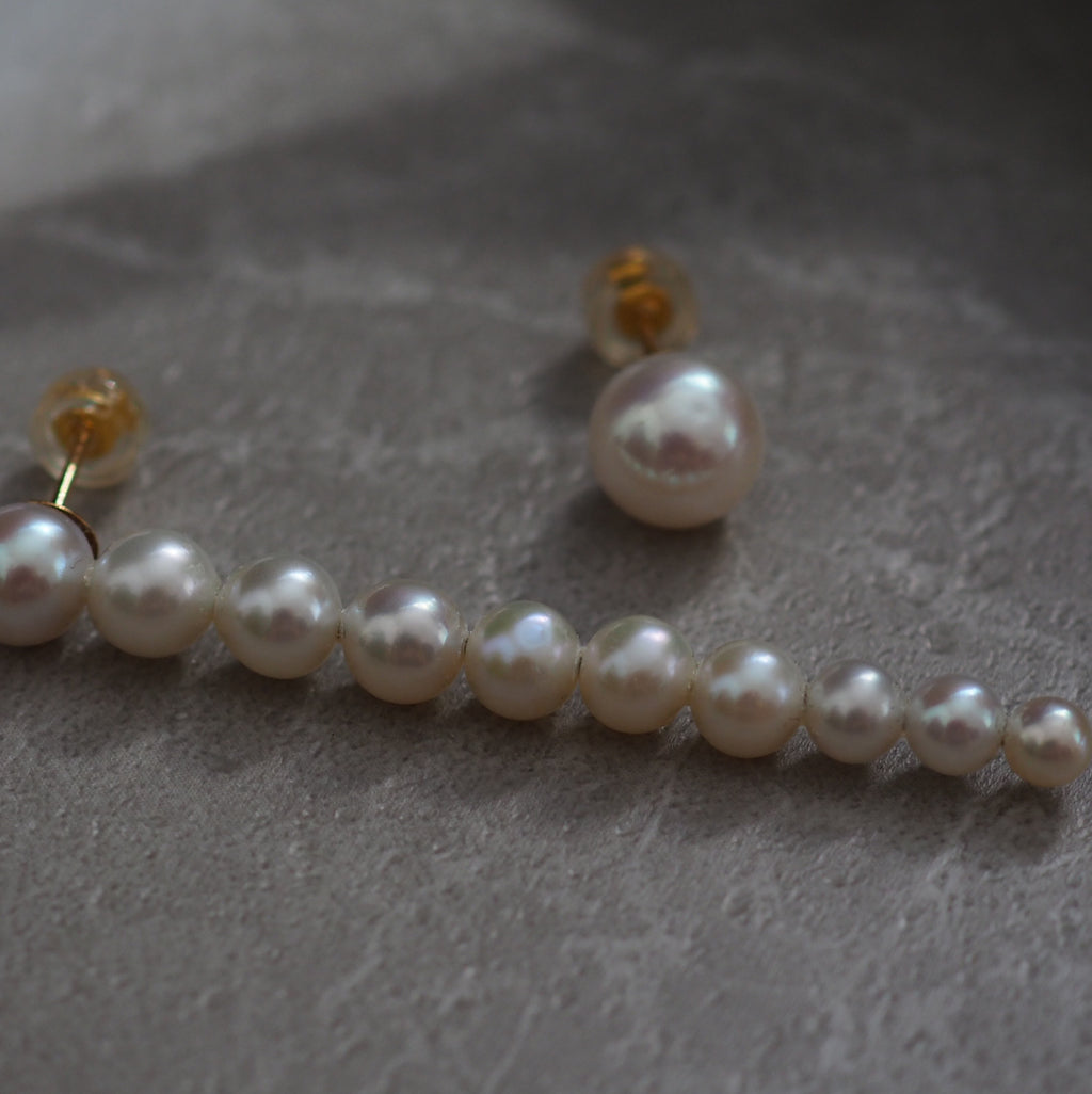Gradation  pearl iline asymmetry ピアス　イヤリング - hikari pearl.