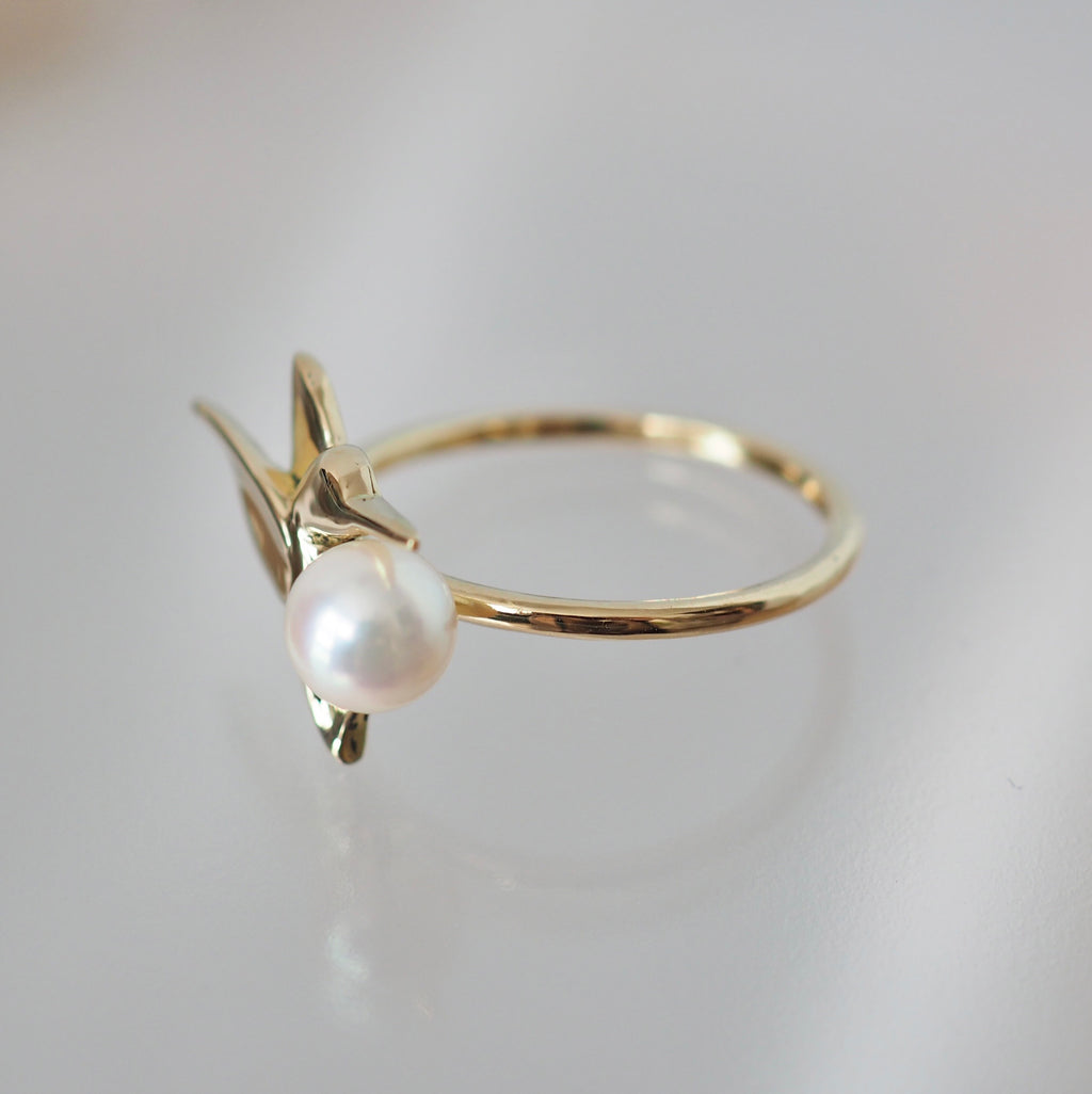 k18 Akoya  pearl hummingbird リング - hikari pearl.