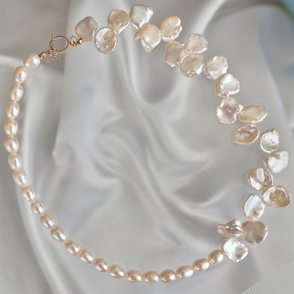 keshi pearl asymmetry Fresh water necklace  ネックレス - hikari pearl.