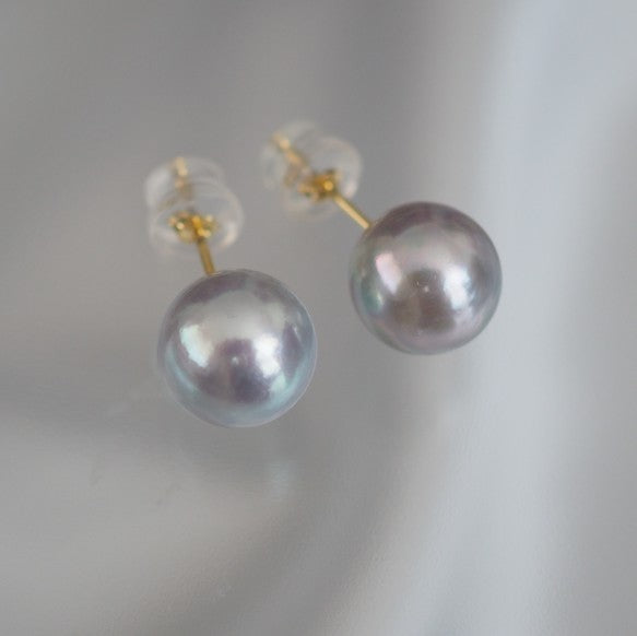 k18 Akoya  pearl natural color ピアス - hikari pearl.